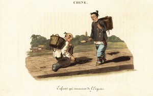 Bambini cinesi che raccolgono letame di cavallo da William (after) Alexander
