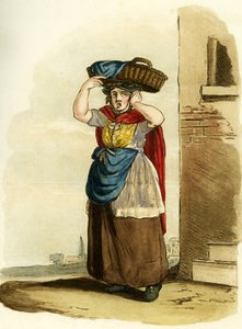 Venditrice di pesce, Inghilterra. Incisione inglese da William (after) Alexander
