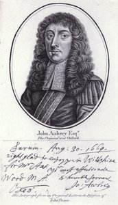 John Aubrey, antiquario, filosofo naturale e autore inglese (incisione) da William (after) Faithorne
