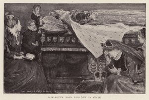 Il corpo di Elisabetta I esposto in stato, pub. 1898