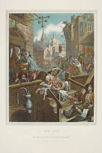 Cromolitografia di Gin Lane di William Hogarth