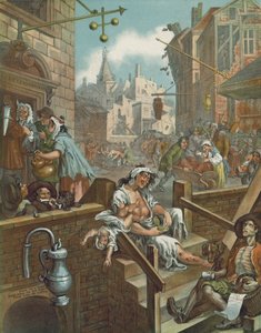 Cromolitografia di Gin Lane di William Hogarth
