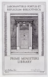 Ex libris per la Biblioteca del Primo Ministro, inciso da Robert Sargent Austin