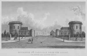 Ingresso a Carlisle da sud, la prigione e la casa delle sessioni da William (after) Westall