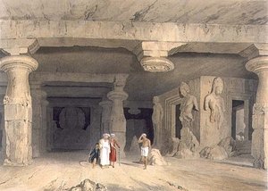 Interno del Grande Tempio della Grotta di Elephanta, vicino a Bombay, nel 1803, da Volume II di 
