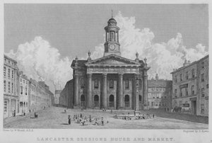 Sessions House e mercato di Lancaster (incisione)