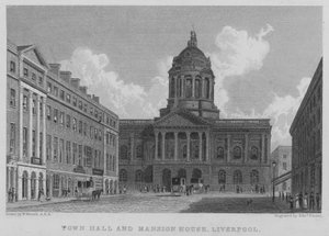 Municipio e Mansion House, Liverpool da William (after) Westall