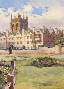 Merton College, in cui la regina Enrichetta Maria fu alloggiata durante la Guerra Civile, mostrando un bastione della vecchia Mura della Città da William Ainsworth Wildman