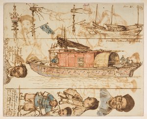 140 Giunca del mandarino, da un Album di 372 disegni di paesaggi, coste, costumi e vita quotidiana realizzati durante l