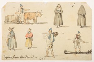 Figure di Madiera, 1792, da un Album di 372 disegni di paesaggi, coste, costumi e vita quotidiana realizzati durante l