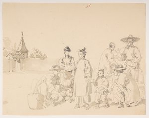 Un gruppo, da un album di 372 disegni di paesaggi, coste, costumi e vita quotidiana realizzati durante l