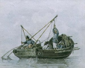 Pescatori cinesi in una giunca da William Alexander