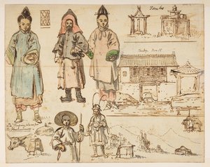 Studi di figure e edifici inclusi 