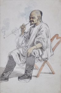 Uomo cinese seduto che fuma da William Alexander