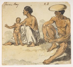 Uomo, donna e bambino di Turon Bay. da un Album di 372 disegni di paesaggi, coste, costumi e vita quotidiana realizzati durante l