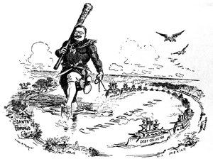 Il Grande Bastone nel Mar dei Caraibi. Caricatura su Theodore Roosevelt da William Allen Rogers