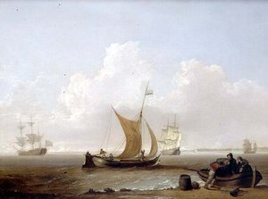 Una kaag olandese e altre navi olandesi al largo della costa dell