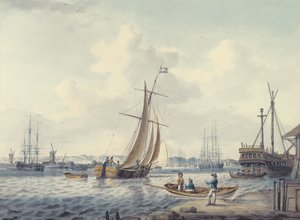 Veduta di Greenwich e Deptford con il Royal Naval College e il Royal Dockyard, 1789