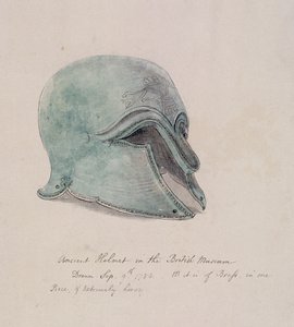 Antico elmo di ottone del British Museum, Holborn, Londra, 1784