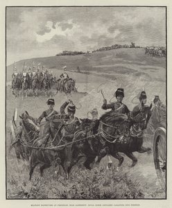 Manovre militari a Frensham, vicino ad Aldershot, Royal Horse Artillery in galoppo verso la posizione da William Barnes Wollen