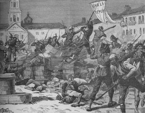 Combattimenti di strada a Malaga, c1890 da William Barnes Wollen