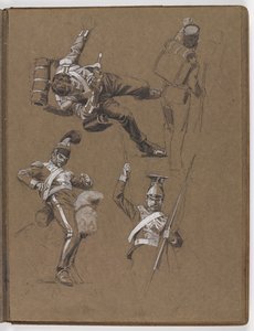 Studi per il dipinto a olio, La bandiera: Albuhera, 16 maggio 1811 da William Barnes Wollen