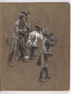 Studio per il dipinto a olio di William Barns Wollen, La Battaglia di Lexington 1775