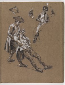 Studio per il dipinto a olio di William Barns Wollen, La battaglia di Lexington 1775 da William Barnes Wollen