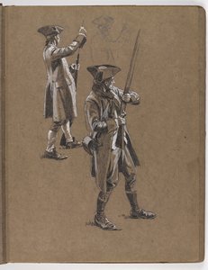 Studio per il dipinto a olio di William Barns Wollen, La Battaglia di Lexington 1775 da William Barnes Wollen