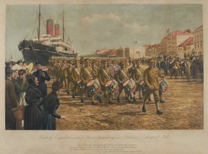 La Forza di Spedizione Britannica sbarca in Francia, agosto 1914 da William Barnes Wollen