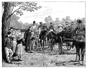 La Regina alla festa nella foresta di St Germain, Francia, metà-fine XIX secolo da William Barnes Wollen