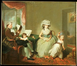 Ritratto di gruppo del signor e della signora Hayward con i loro figli, Mathilda e George, c.1789 da William Beechey