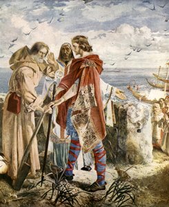 Egfrith offre il vescovado di Hexham a Cuthbert, 678 da William Bell Scott