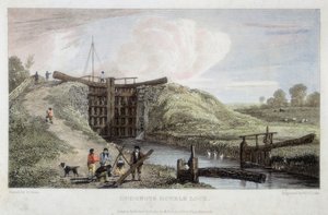 Doppia chiusa di Dudgrove sopra Lechlade, Canale del Tamigi e Severn, 1814