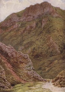 La Roccia del Leone nei Winnats, tra Castleton ed Edale (litografia a colori) da William Biscombe Gardner