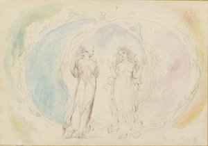 Beatrice e Dante nei Gemelli, tra le sfere di fiamma, 1825-1827 da William Blake