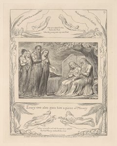 Libro di Giobbe, Tavola 19, Ognuno gli diede anche un pezzo di denaro da William Blake