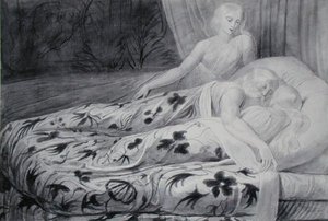 Har e Heva addormentati con Mnetha che li guarda, illustrazione da 