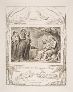 Giobbe che accetta la carità, da Illustrazioni del Libro di Giobbe, 1825-26 da William Blake