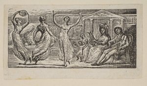 Menalco osserva le donne danzare, da Pastorali di Virgilio di Thornton, 1821