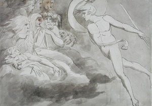 Satana si avvicina alla Corte del Caos da William Blake