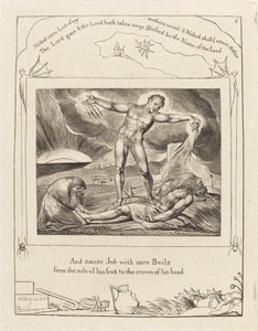Satana colpisce Giobbe con piaghe da William Blake