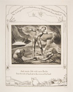 Satana colpisce Giobbe con piaghe, da Illustrazioni del Libro di Giobbe, 1825-26 da William Blake