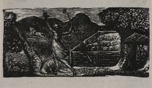Il pastore scaccia il lupo, dalle Pastorali di Virgilio da William Blake