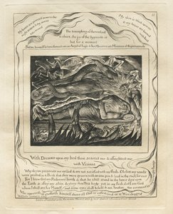 Il Libro di Giobbe: Tav. 11, Con sogni sul mio letto mi spaventi e mi terrorizzi con visioni da William Blake