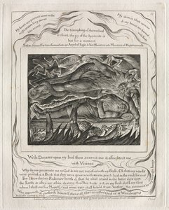 Il libro di Giobbe: Pl. 11, Con sogni sul mio letto mi spaventi e mi terrorizzi..., 1825 da William Blake