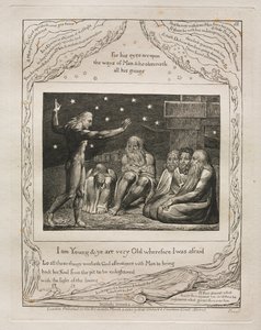 Il Libro di Giobbe: Tav. 12, Sono giovane e voi siete molto vecchi perciò avevo paura da William Blake