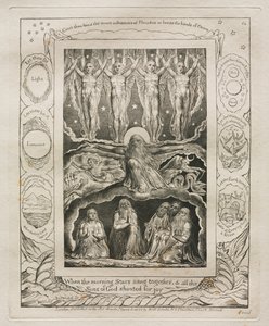 Il Libro di Giobbe: Pl. 14, Quando le stelle del mattino cantavano insieme, e tutti i figli... da William Blake