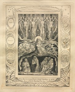 Il libro di Giobbe: Pl. 14, Quando le stelle del mattino cantavano insieme, e tutti i figli di Dio..., 1825 da William Blake