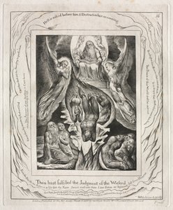 Il Libro di Giobbe: Tav. 16, Hai compiuto il Giudizio degli Empi, 1825 da William Blake